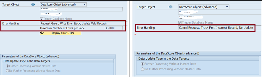 Error Handling Settingin DTP