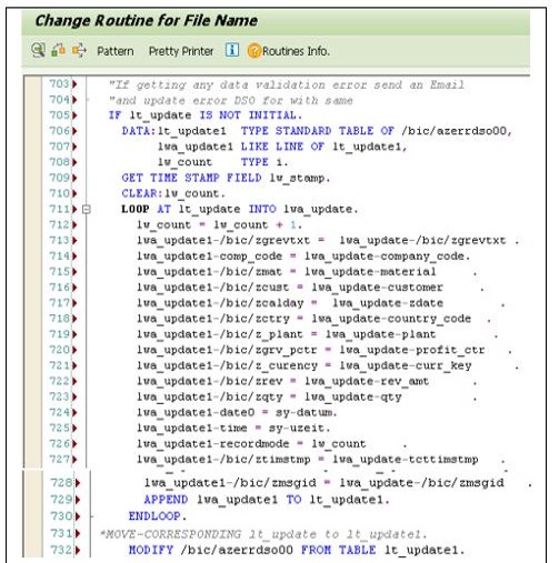 Code snippet to store erroneous data sets into a direct update DSO