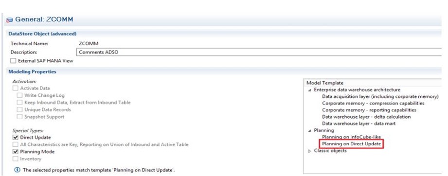 Direct-update advanced DSO settings in SAP BW/4HANA