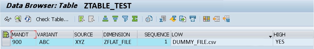 Custom table to store dummy file name