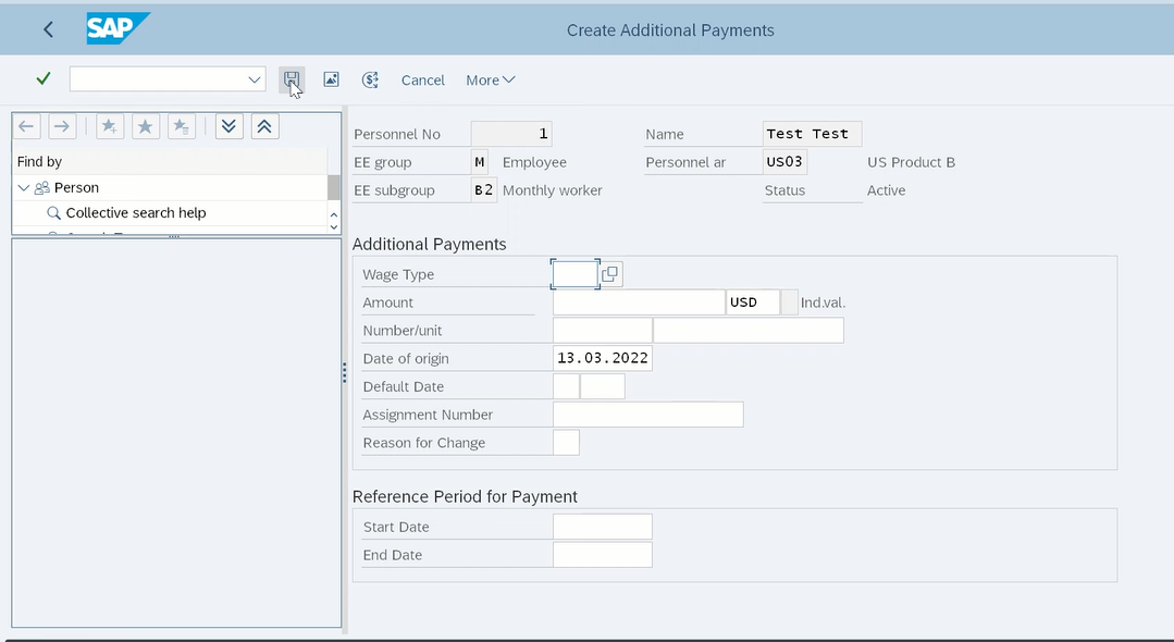 Create Additional Payments Screen