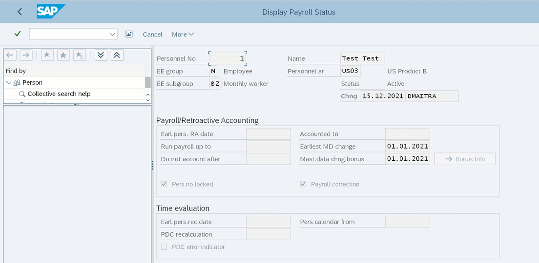 Display Payroll Status Screen