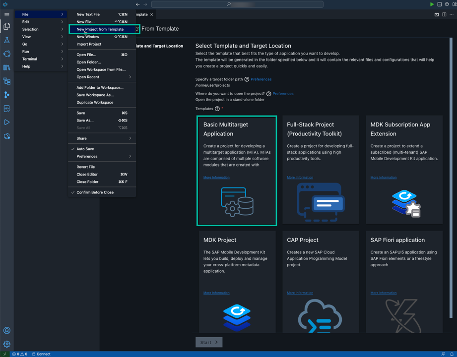 Overview of Creation of project from Template