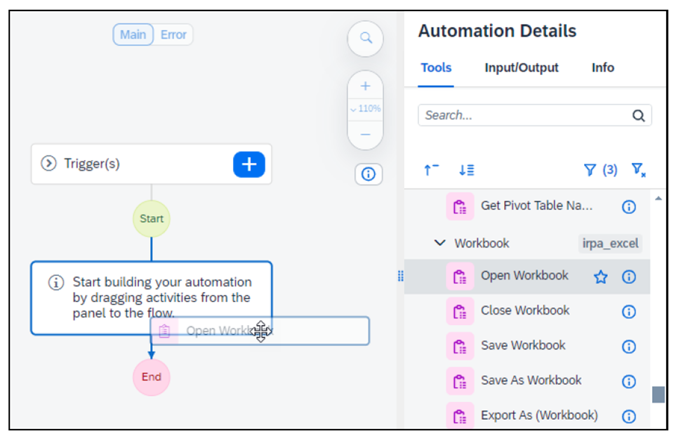 Adding an Activity to the Automation Flow