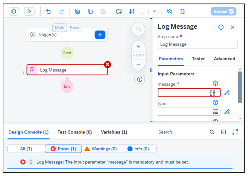 Using the Design Console to Evaluate Errors