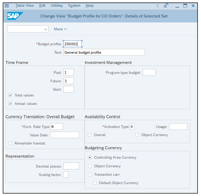 Create Budget Profile
