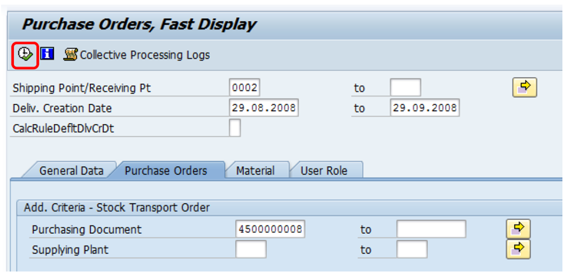 Process ITSO (Selection Screen)