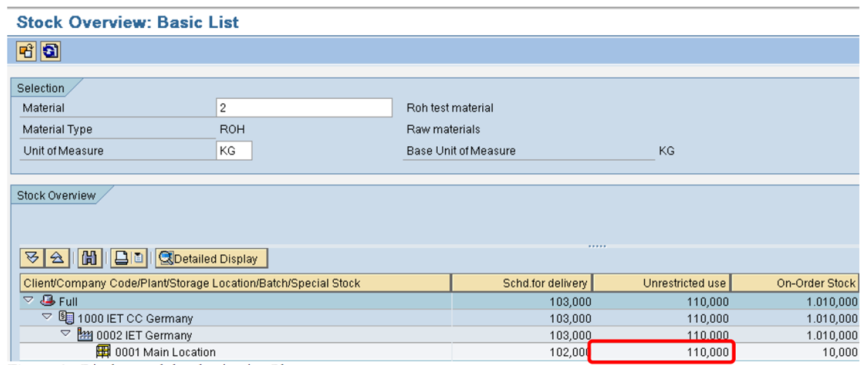 Display Stock Level at Issuing Plant