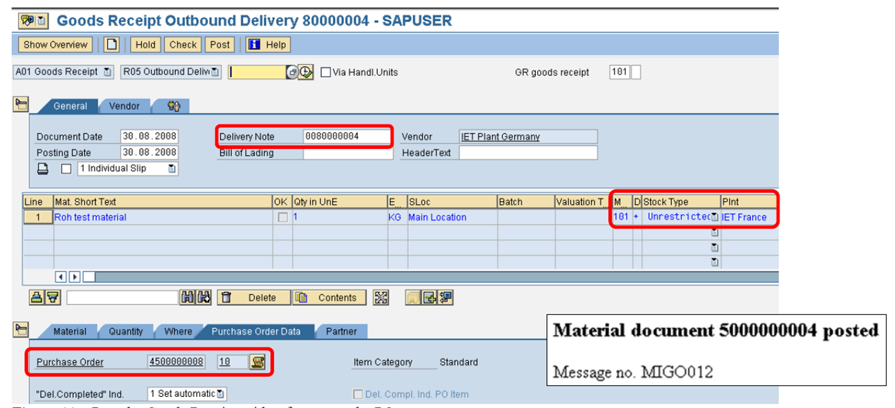 Post the Goods Receipt with Reference to the PO