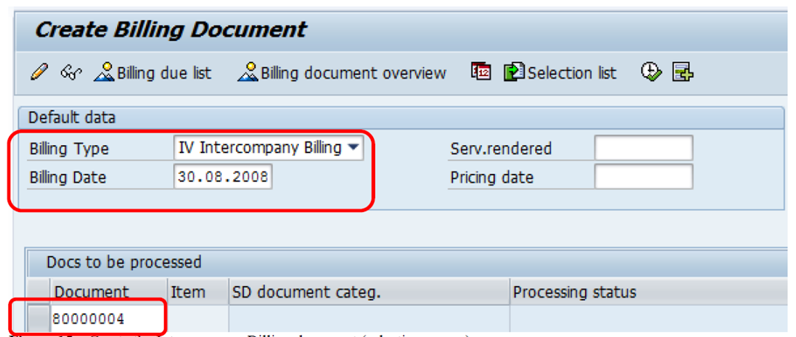 Create the Intercompany Billing document (selections screen)