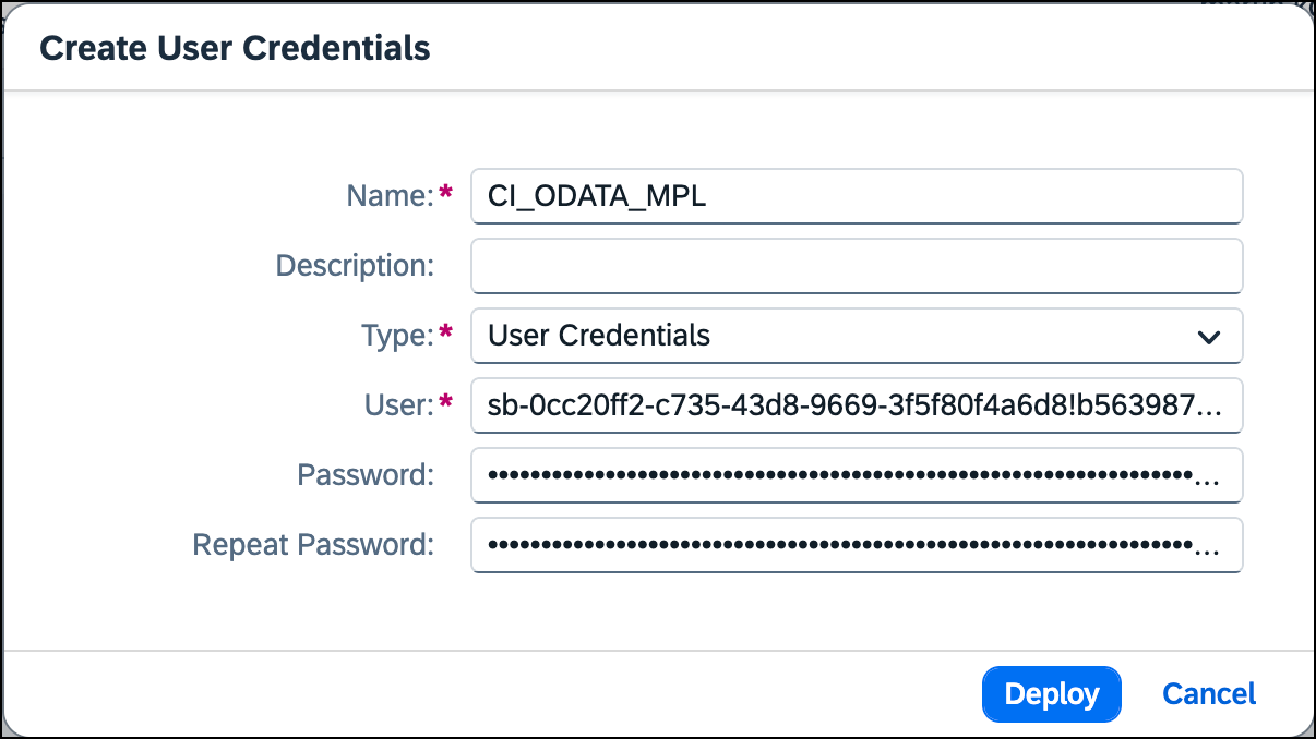 Creating User Credentials for OData APIs