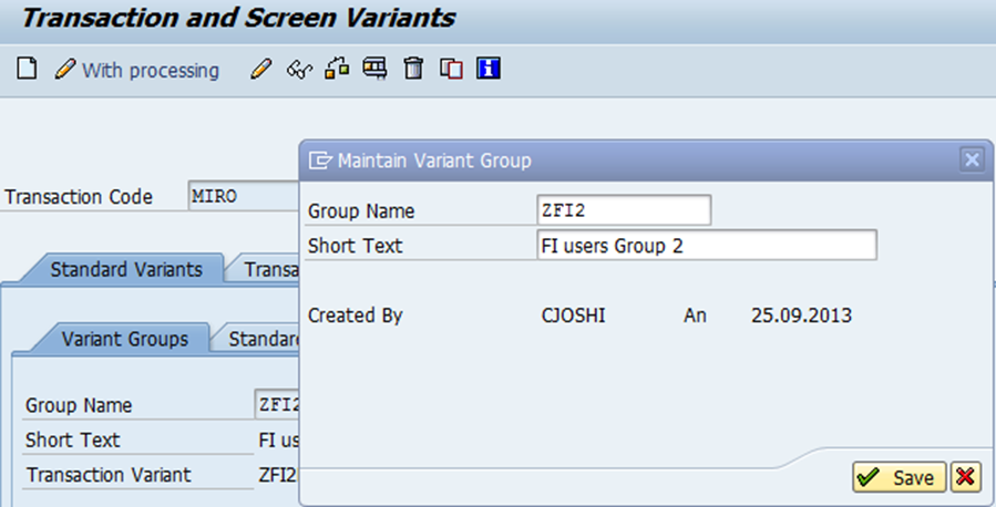 Creating Variant Group ZFI2