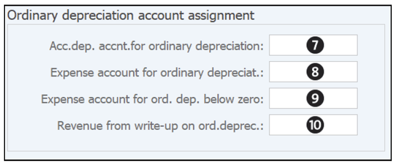 Cuentas para depreciación ordinaria