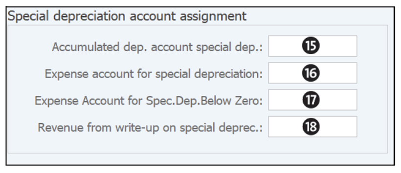 Cuentas para depreciación especial