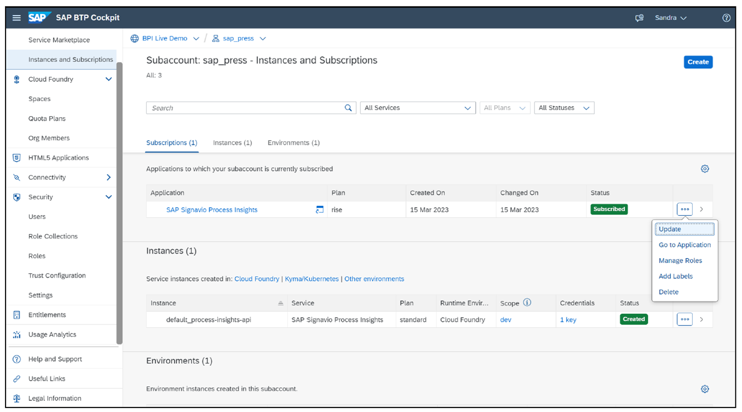 Connection to SAP Signavio Process Insights