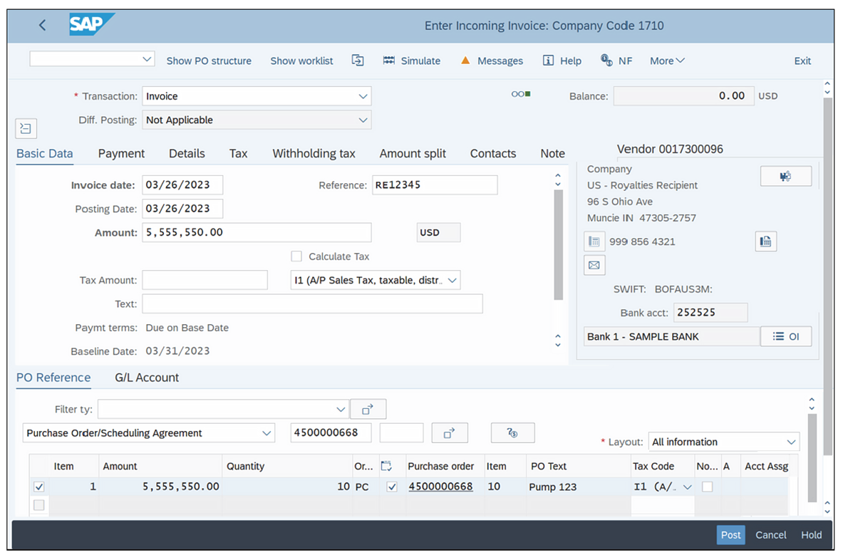 Example of IR Transaction