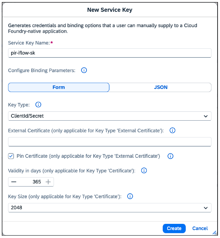 Configure Service Key