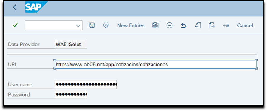 Entrada de nombre de usuario y contraseña