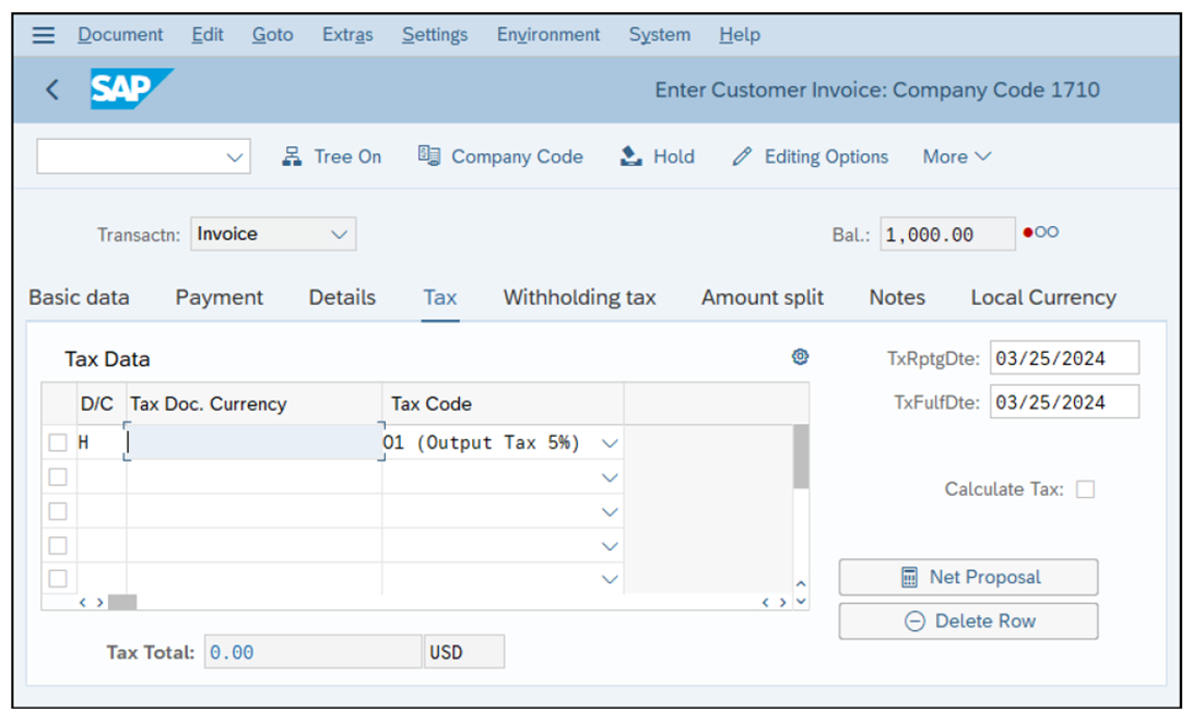 Taxes in Financial Accounting Customer Invoice