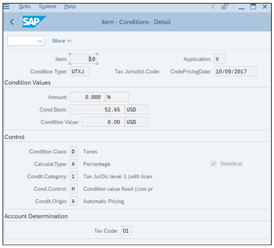 Tax Condition Record