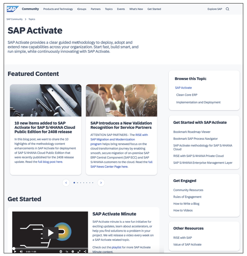 Main SAP Activate Community Space