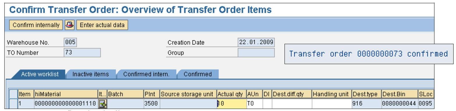 TO confirmation/details