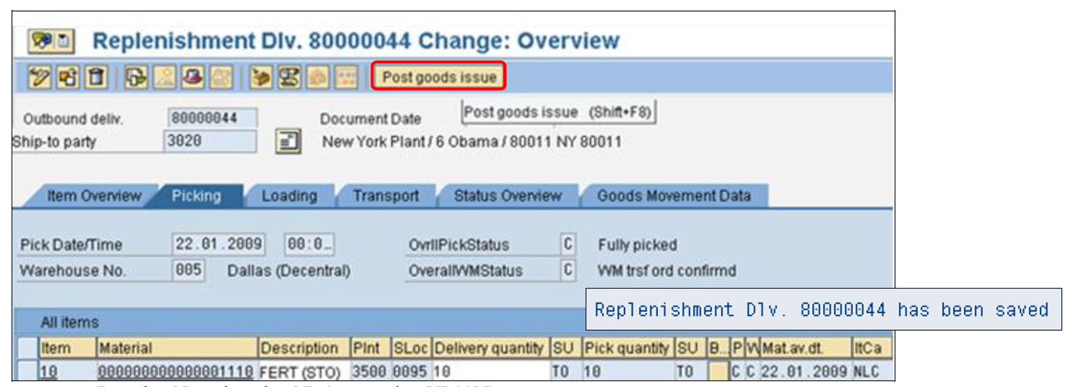 Post the GI against the OD (transaction VL02N)