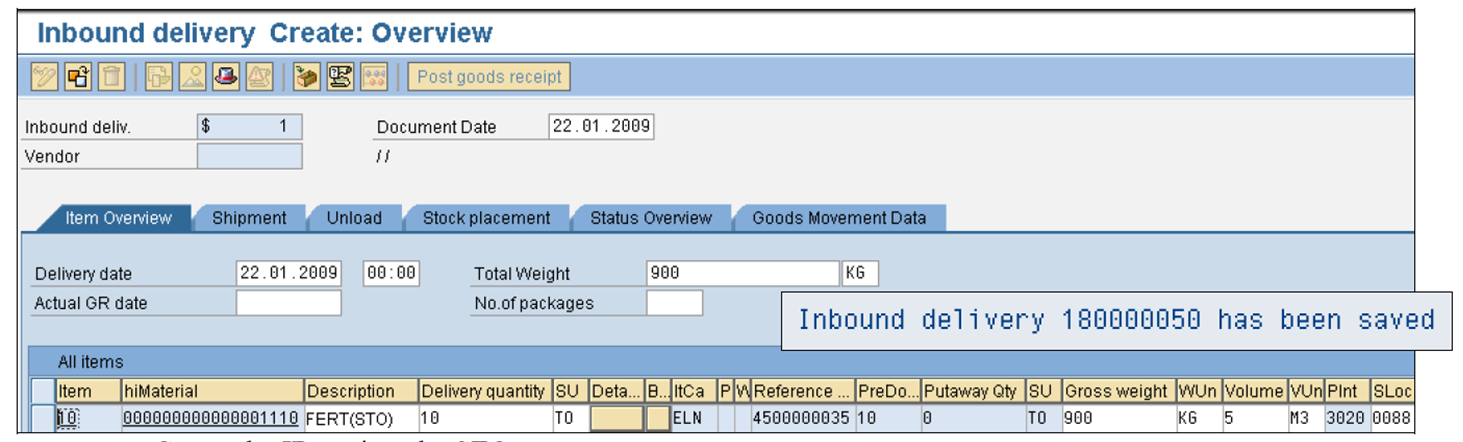 Create the IB against the STO