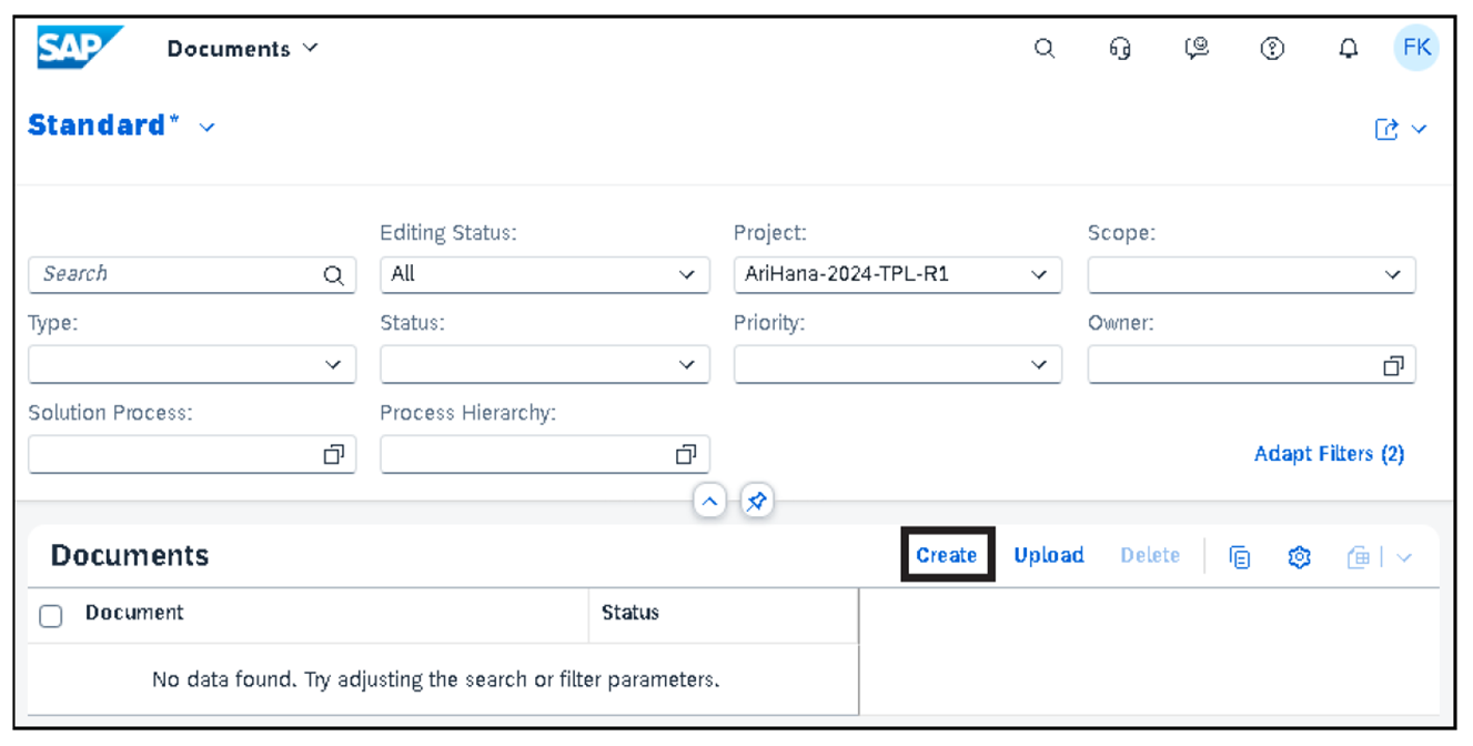 Documents App: Create Document