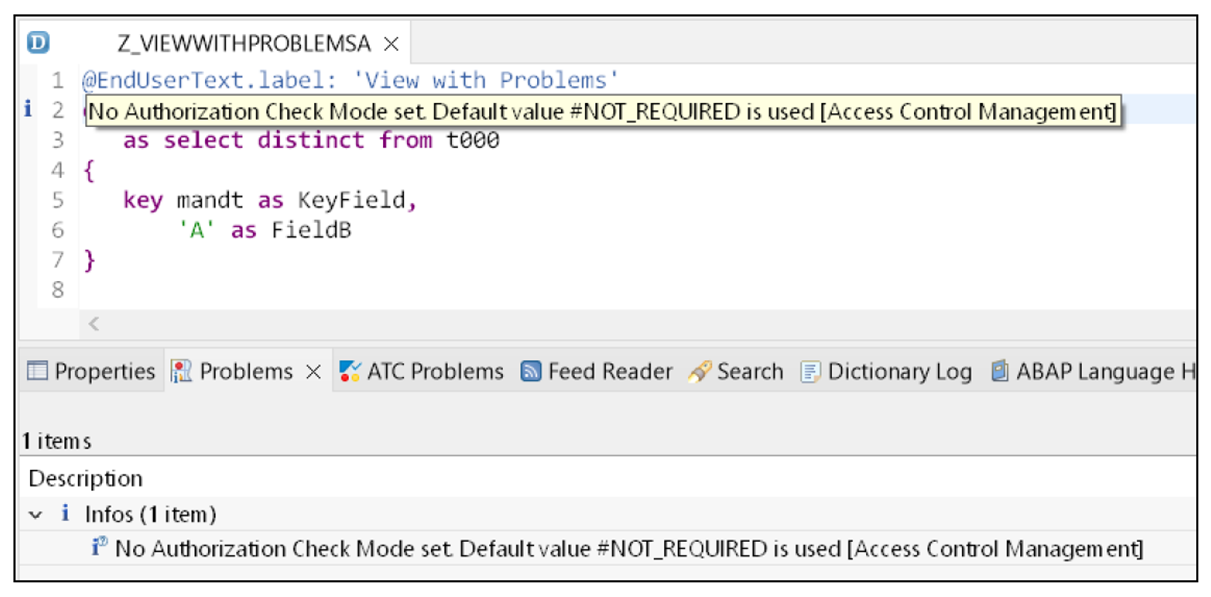 Information Message When Authorization Check is Unspecified