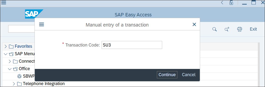 Entering the Transaction Code