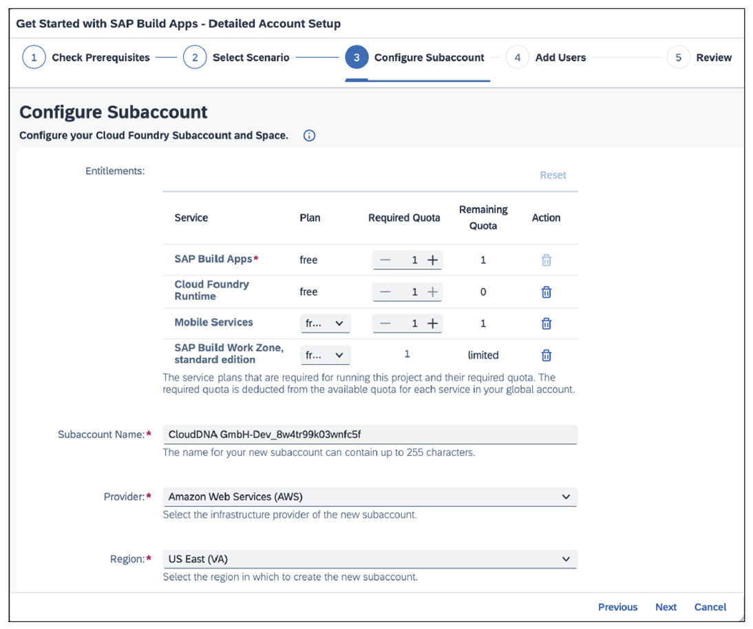 Configuración de derechos y centro de datos