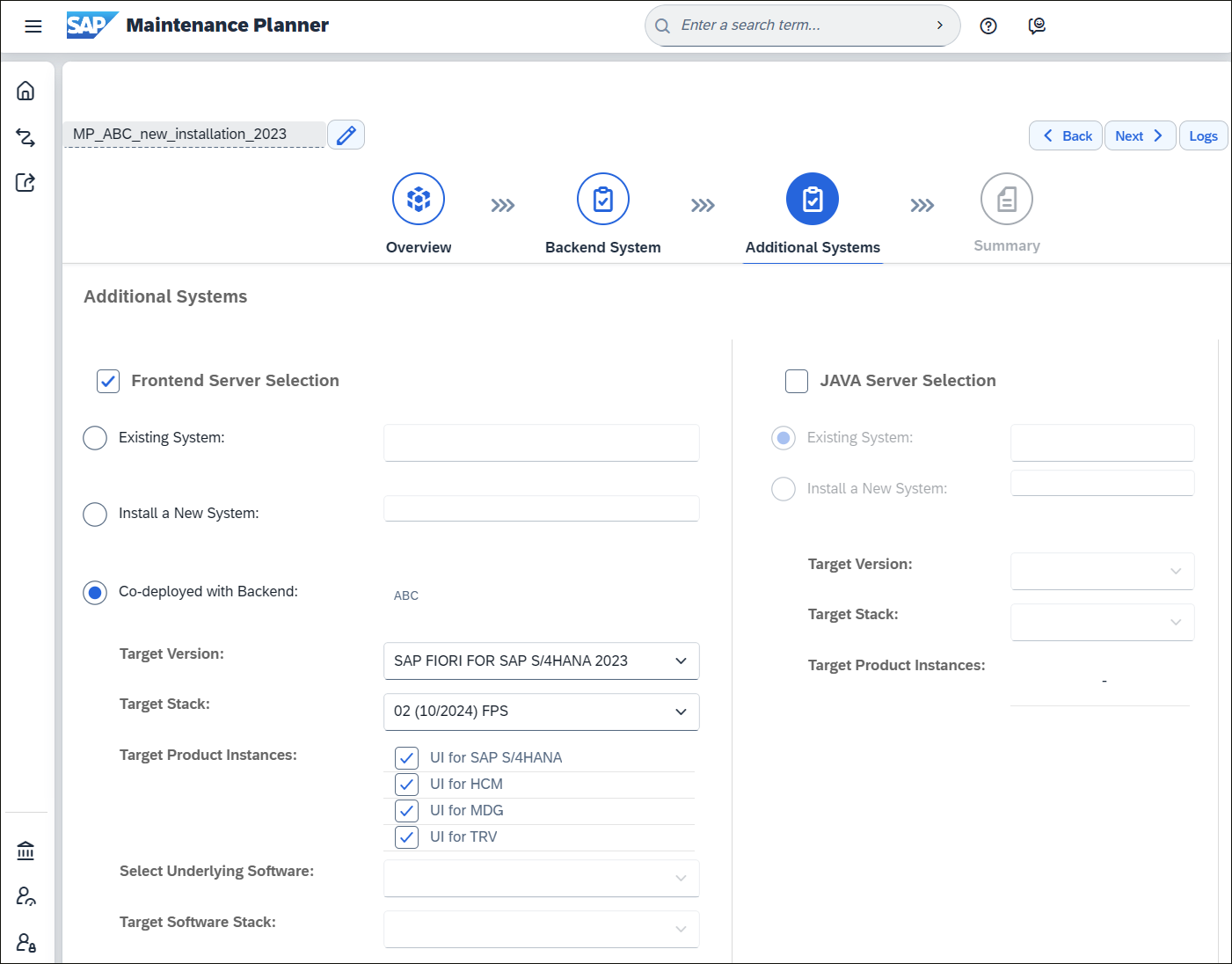 Detailed Information on Installing the Frontend Server