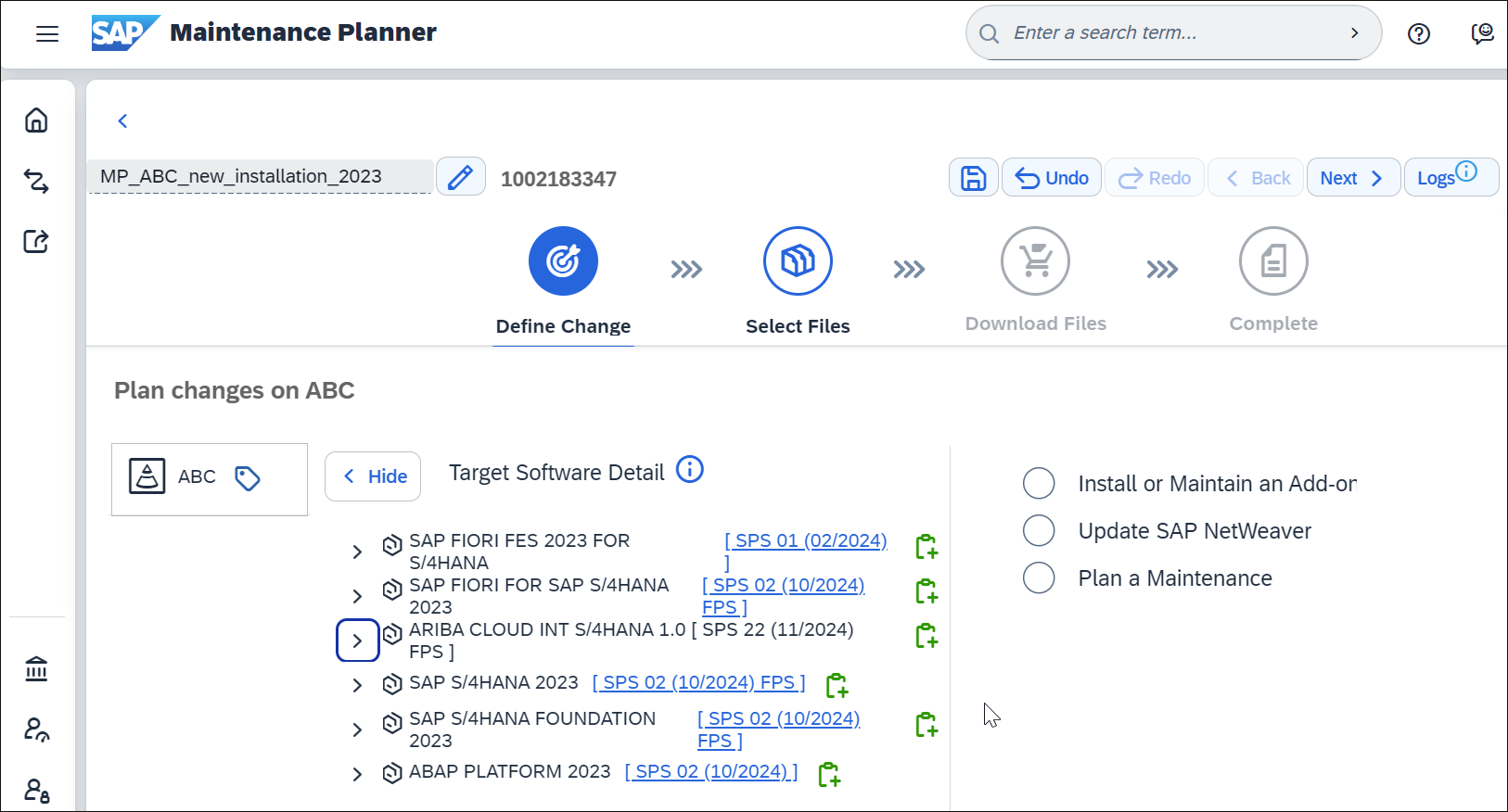 List of Target Software Details with Add-Ons