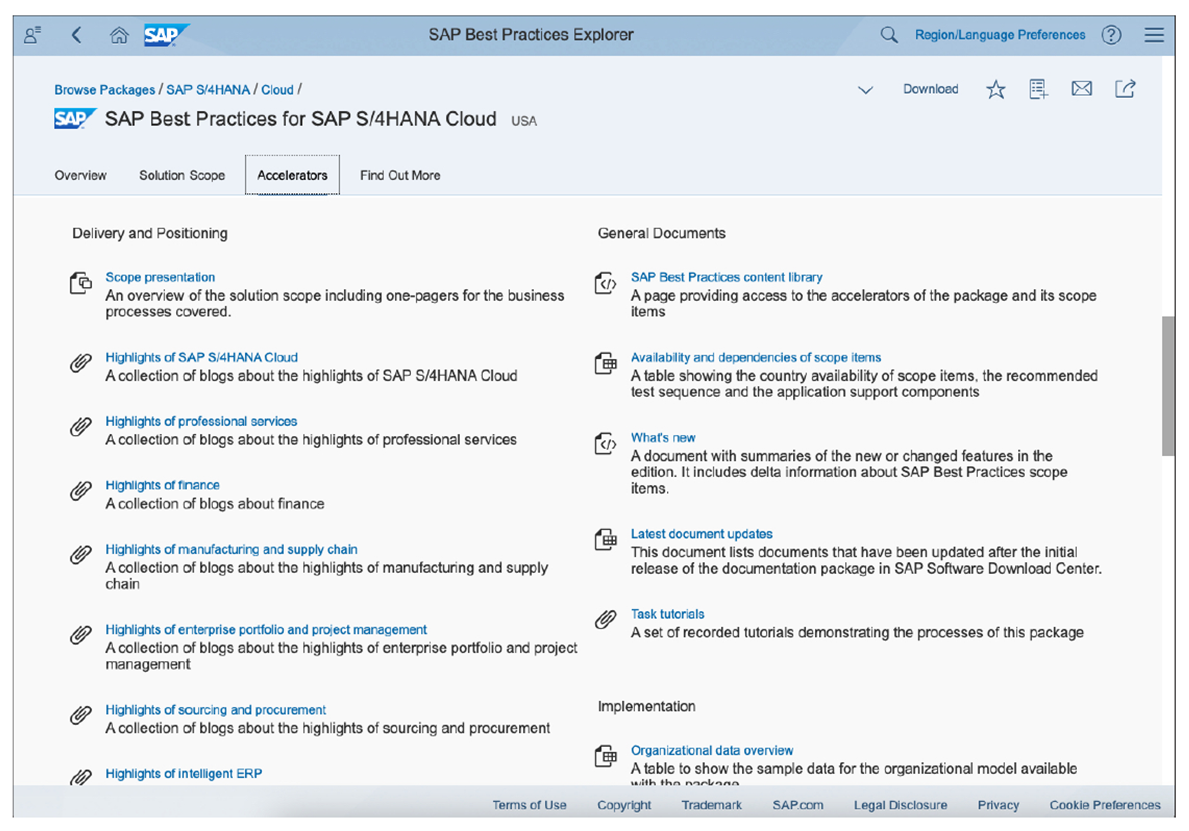 SAP Best Practices Accelerators for Implementation of SAP S/4HANA Cloud