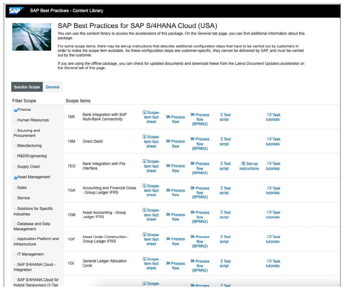 Content Library Page for SAP Best Practices for SAP S/4HANA Cloud