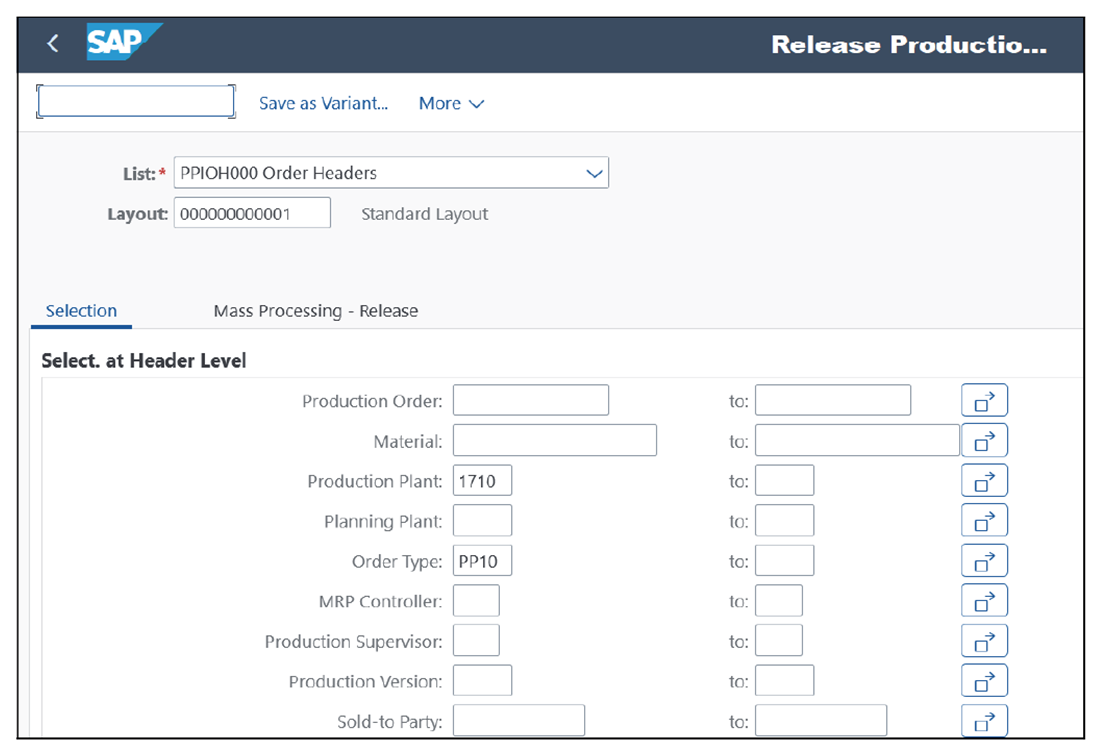 Mass Release of Production Orders