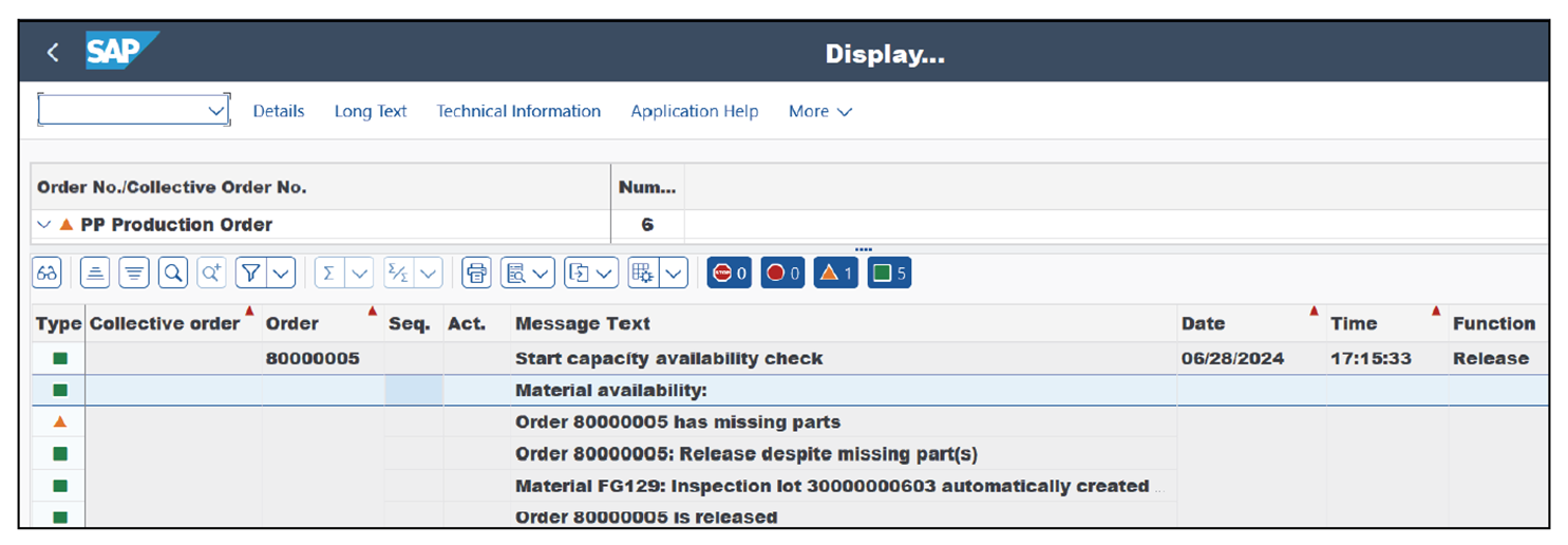 Log of Mass Processing Activity (Production Orders Release)