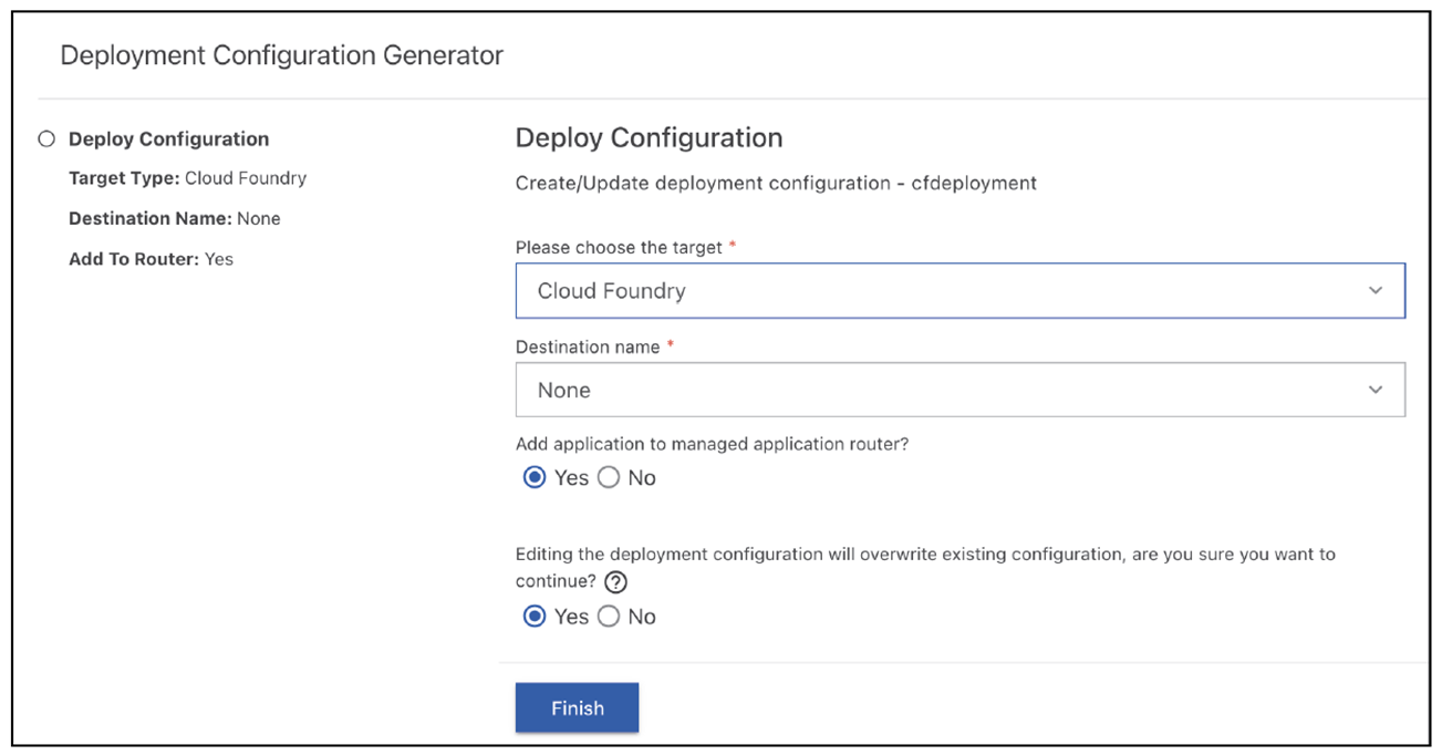 Cloud Foundry Deploy Configuration