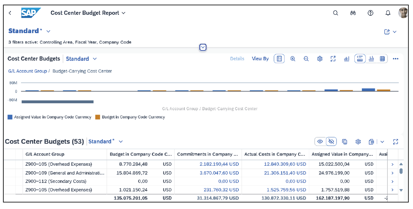 Cost Center Budget Report