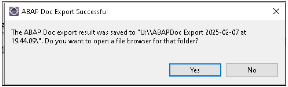 Export Success Message