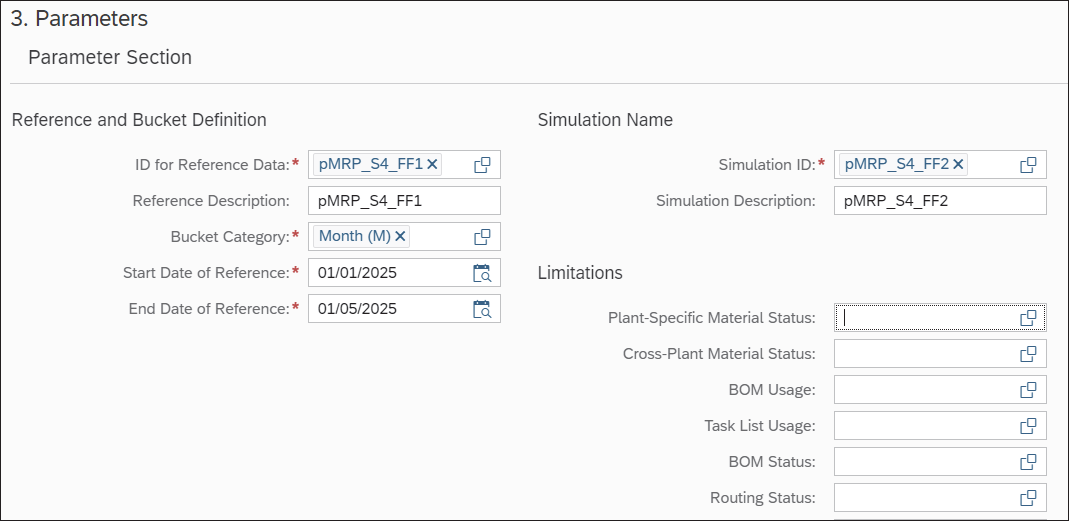 Parameters Selection in pMRP Scheduling, Part 1