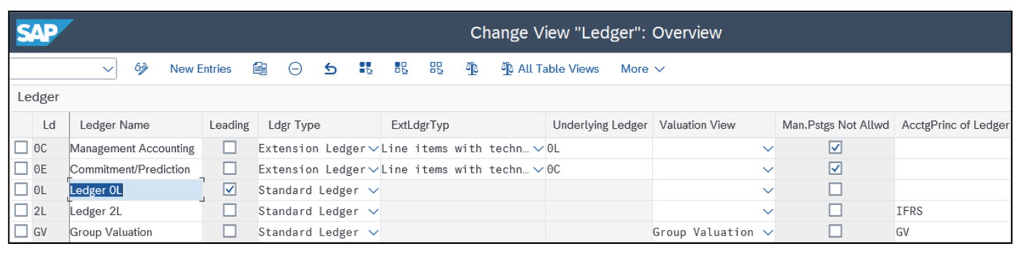 Ledger Definition in IMG