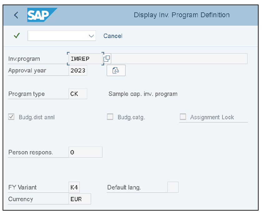 Settings for Investment Program