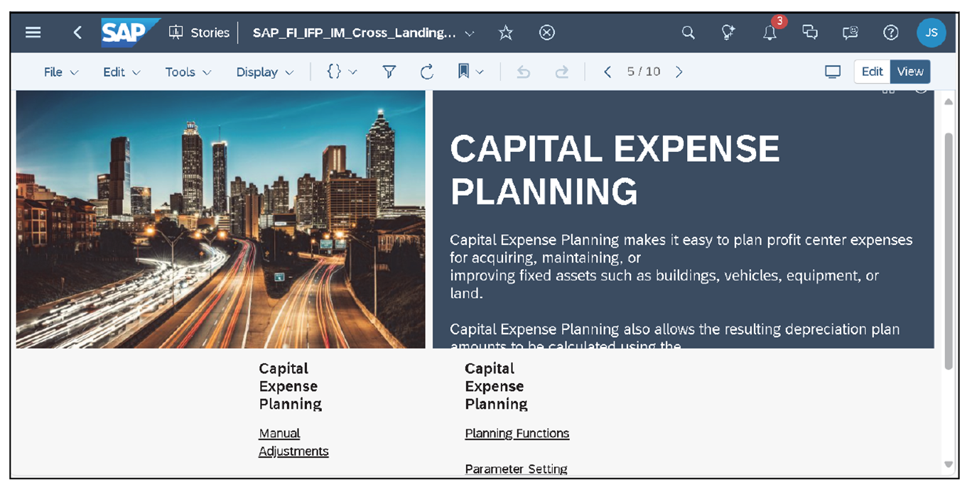 Landing Page for Capital Expense Planning