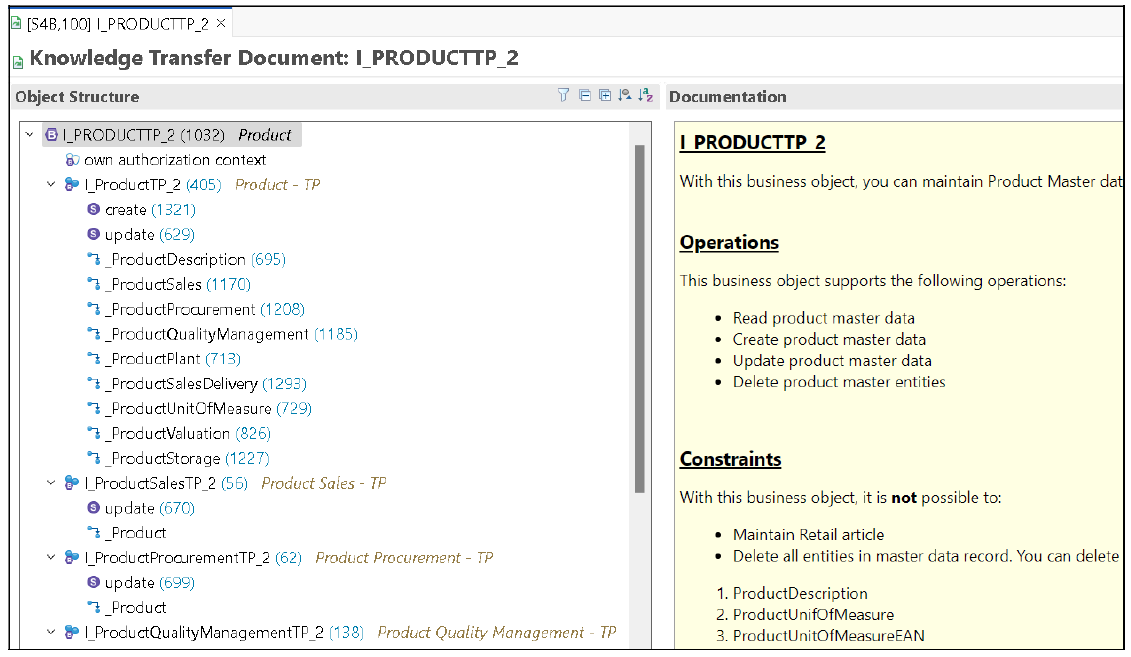 Documentation of a Business Object Interface