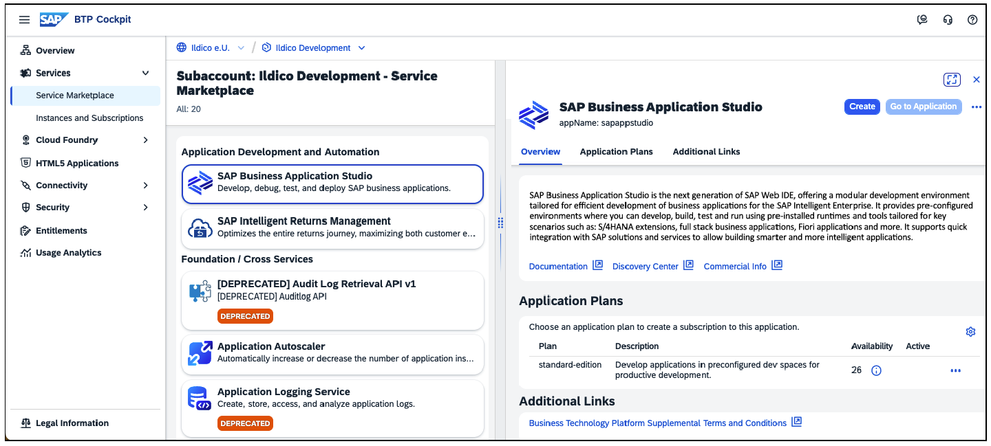 SAP Service Marketplace in SAP BTP Cockpit