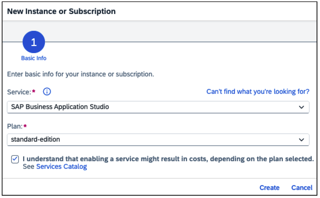 Creating New SAP Business Application Studio Instance