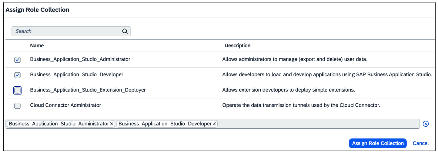 Assigning Role Collections