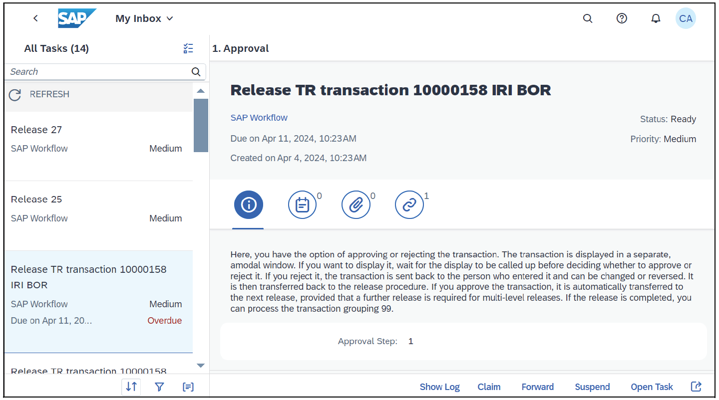 Workflow Approval Screen for Treasury and Risk Management Transactions